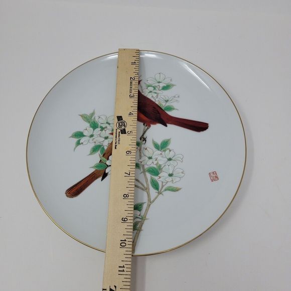 Fukagawa Arita Porcelain Plate Cardinal and Dogwood WF-0201 Made in Japan - Picture 8 of 10